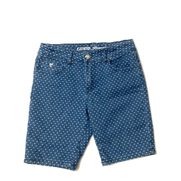 GUESS Denim Polka Dot Bermuda Shorts - Picture 3 of 5